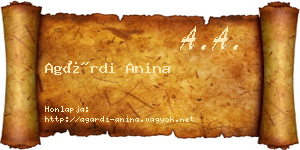 Agárdi Anina névjegykártya